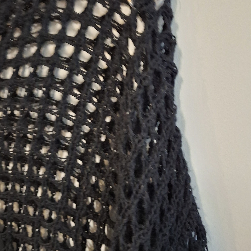 Daisy Street Black Open-Knit Sweater Crochet Top Long Sleeve Star Knit Long Soft - Picture 7 of 9